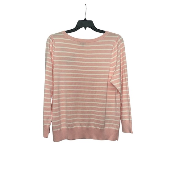 Talbots Crewneck Sweater Embroidered Butterfly Stripe Size 1X Long Sleeve Pink - Picture 3 of 7